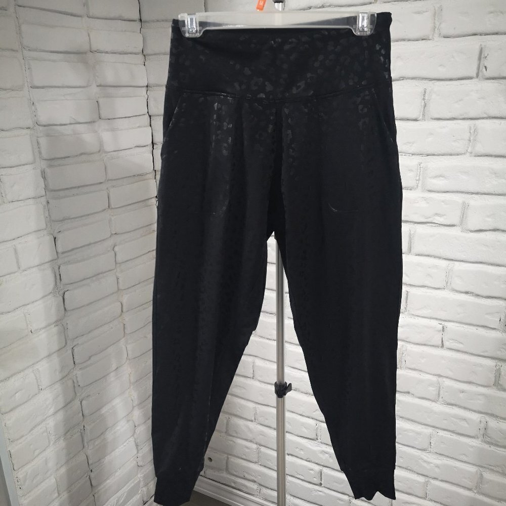 Ladies Black with Animal Print Shiny Spots Throughout Leggings / Joggers